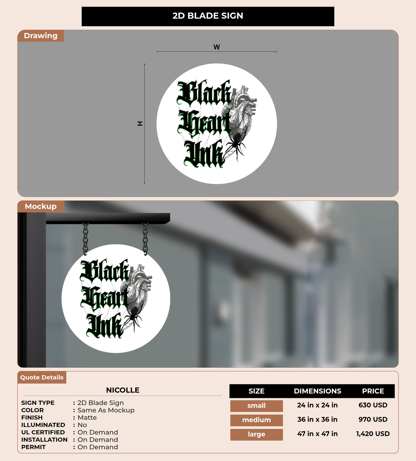 CUSTOM MOCKUP SIGN FOR Nicolle