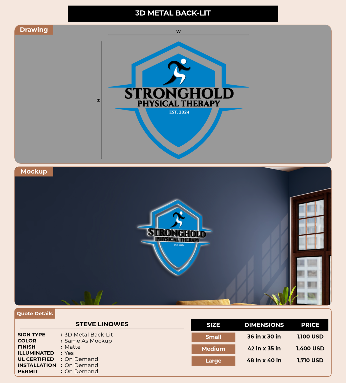 CUSTOM MOCKUP SIGN FOR Steve Linowes