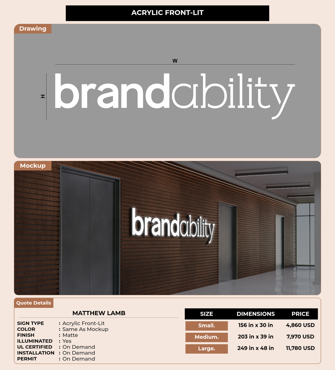 CUSTOM MOCKUP SIGN FOR Matthew Lamb