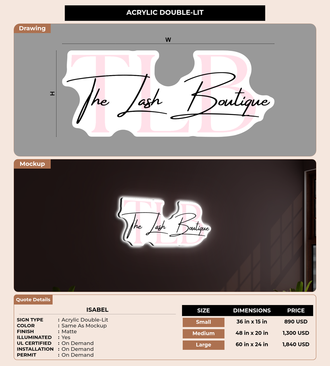CUSTOM MOCKUP SIGN FOR Isabel