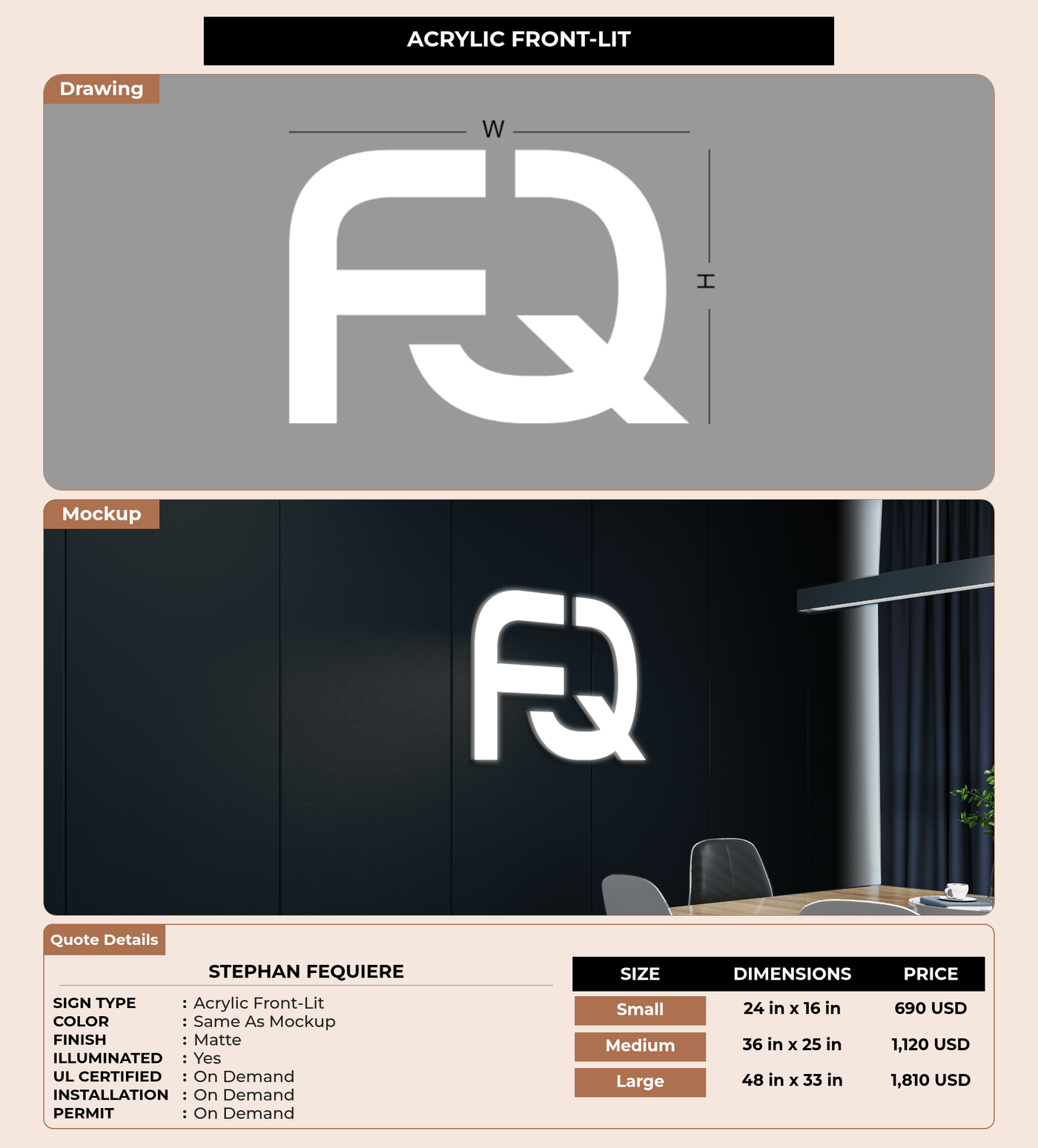 CUSTOM MOCKUP SIGN FOR Stephan Fequiere