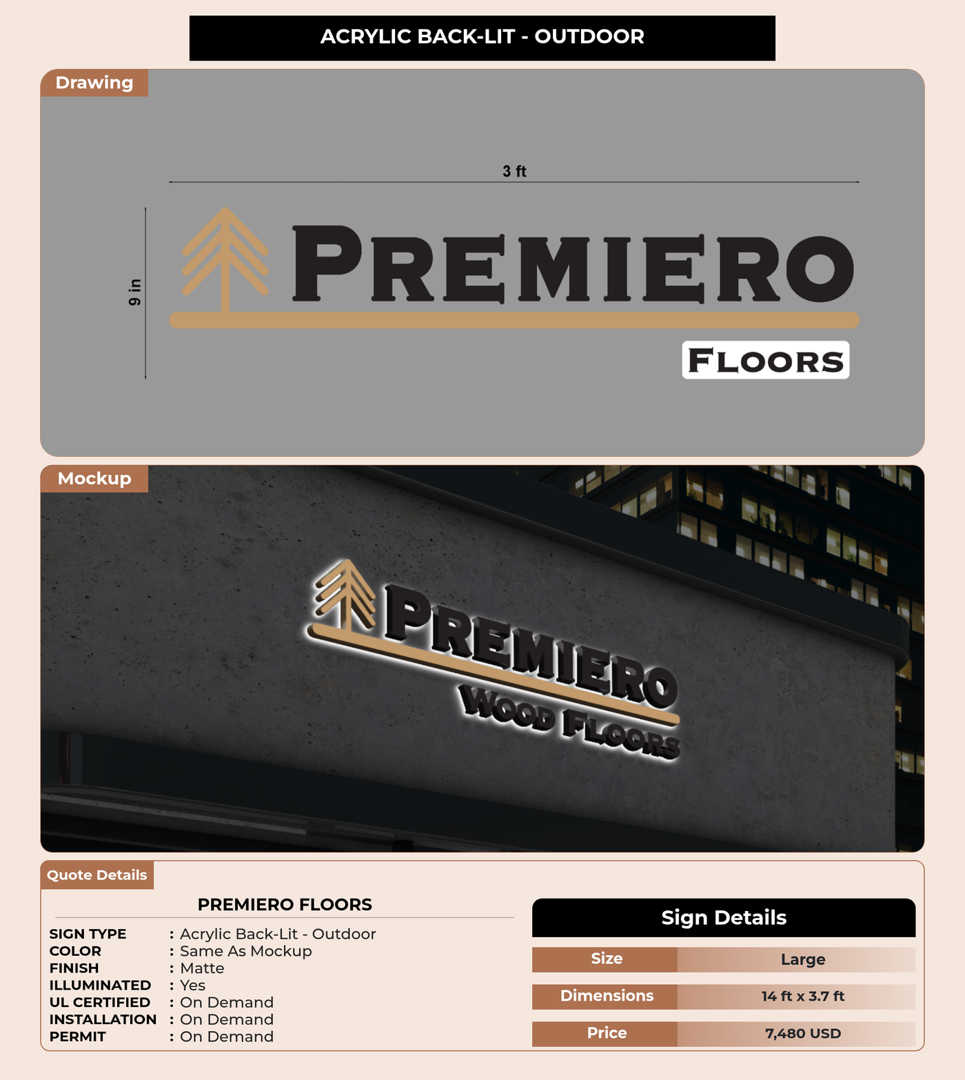CUSTOM MOCKUP SIGN FOR Premiero Floors