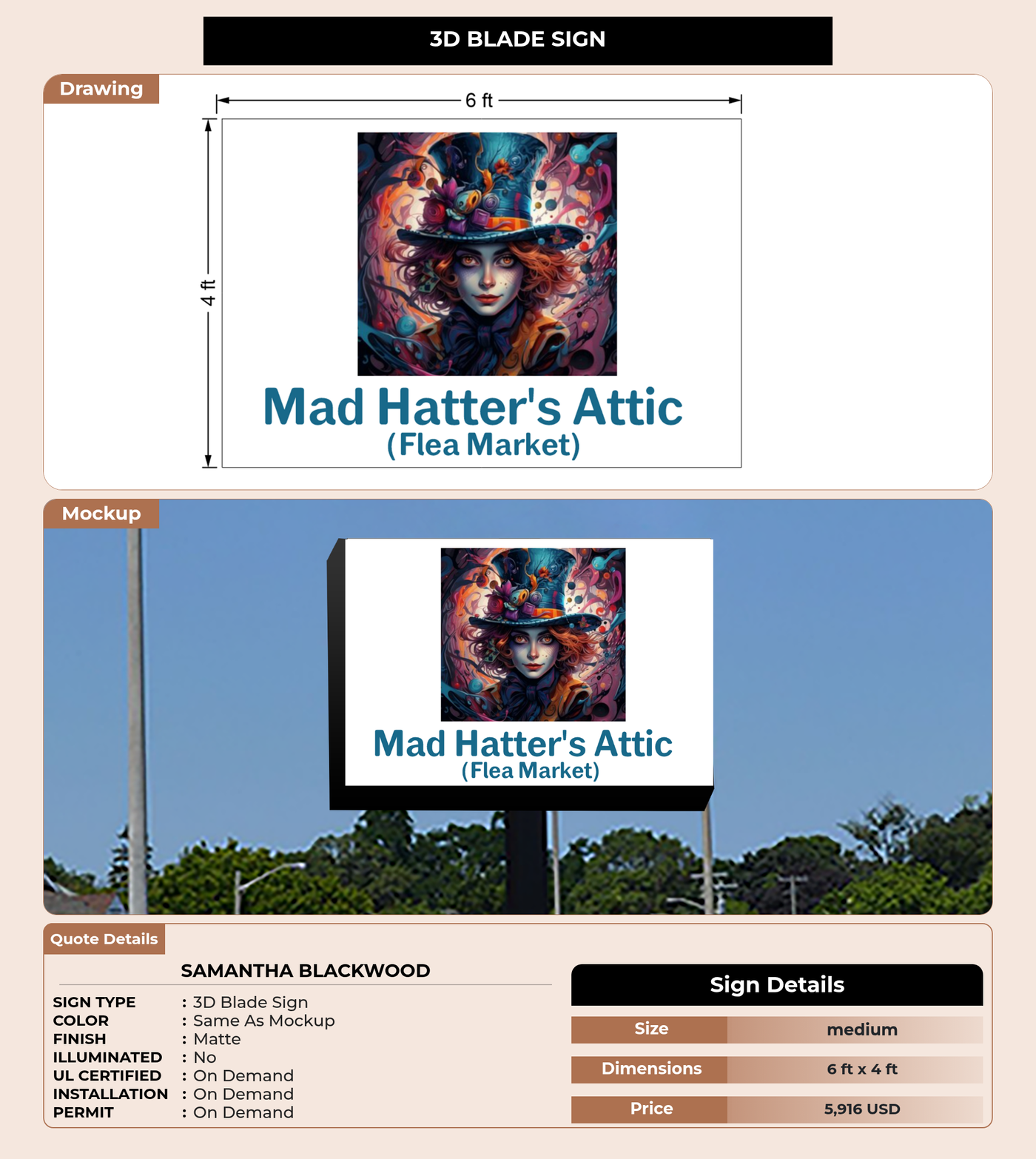 CUSTOM MOCKUP SIGN FOR Samantha Blackwood