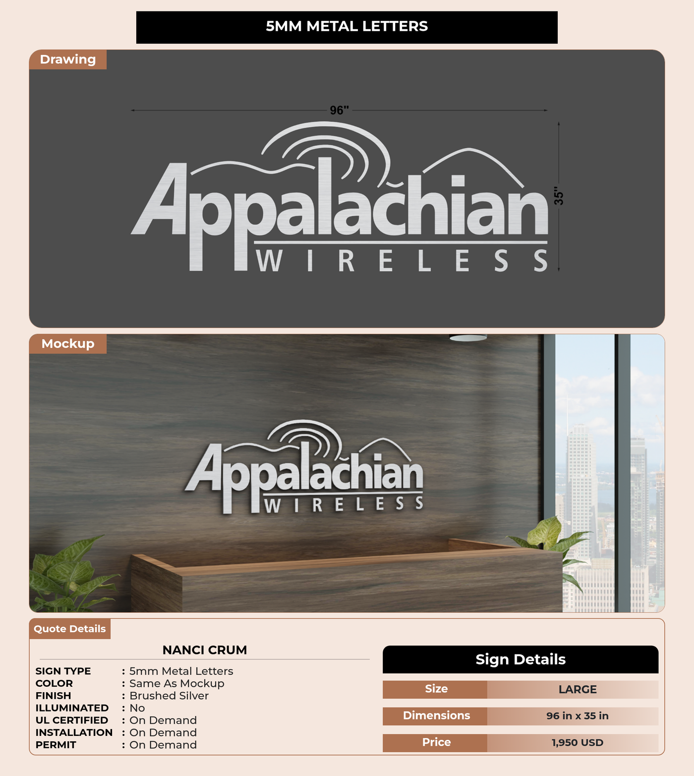 CUSTOM MOCKUP SIGN FOR Nanci Crum