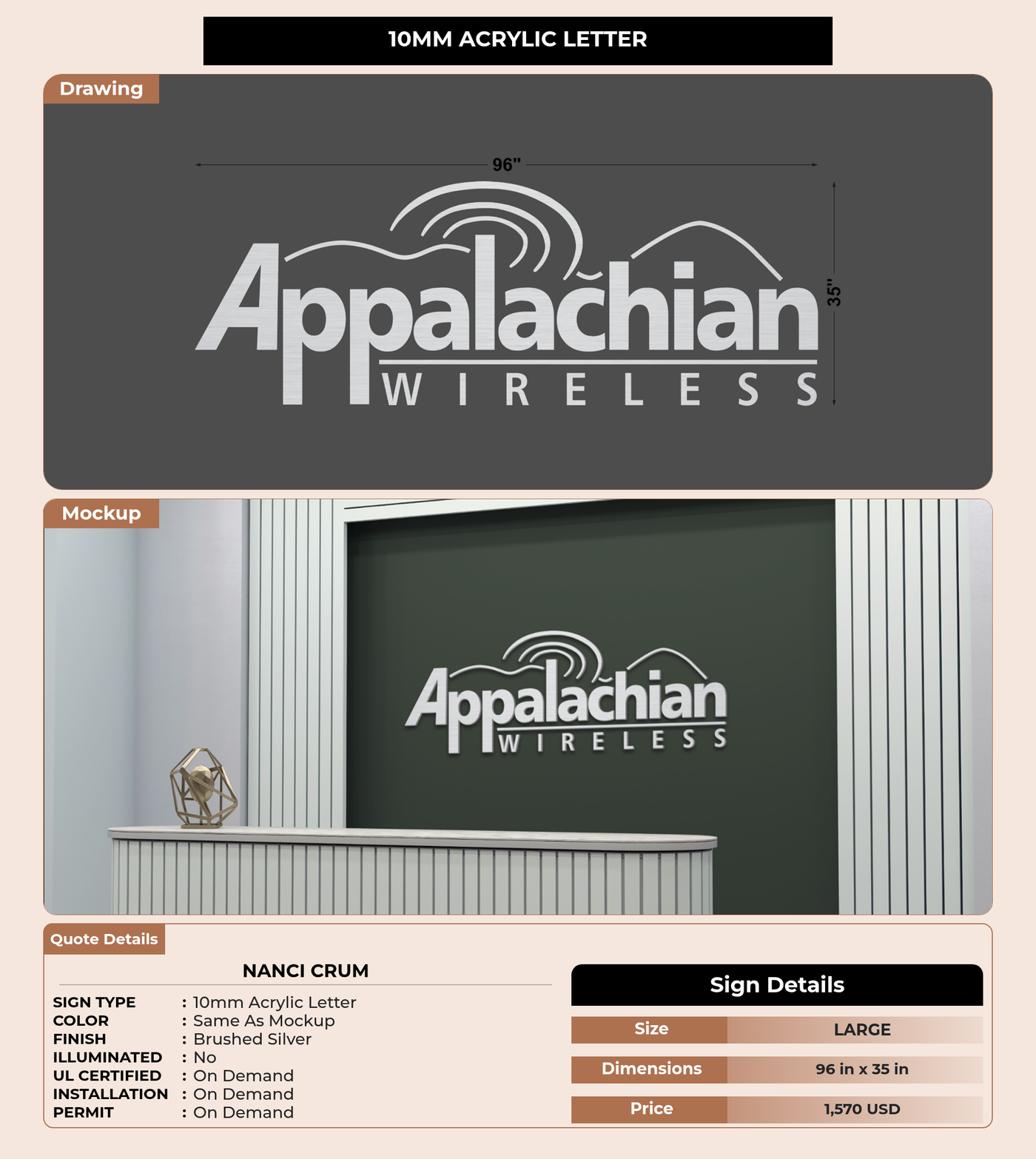 CUSTOM MOCKUP SIGN FOR Nanci Crum