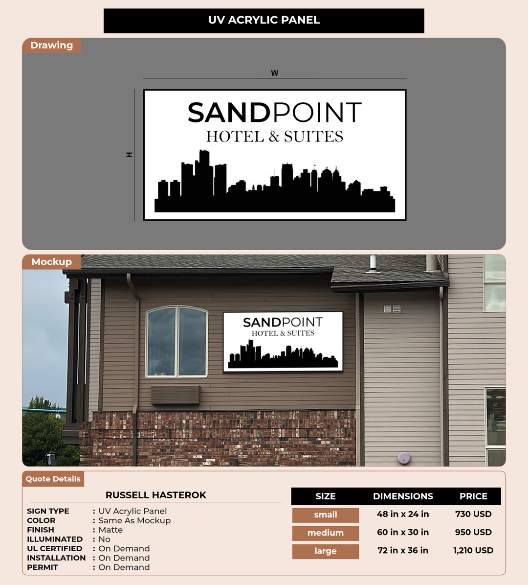 CUSTOM MOCKUP SIGN FOR Russell Hasterok