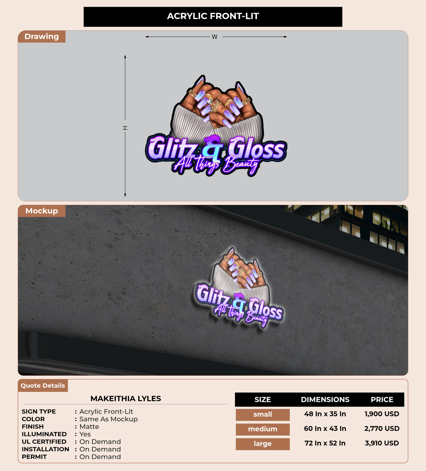 CUSTOM MOCKUP SIGN FOR Makeithia lyles
