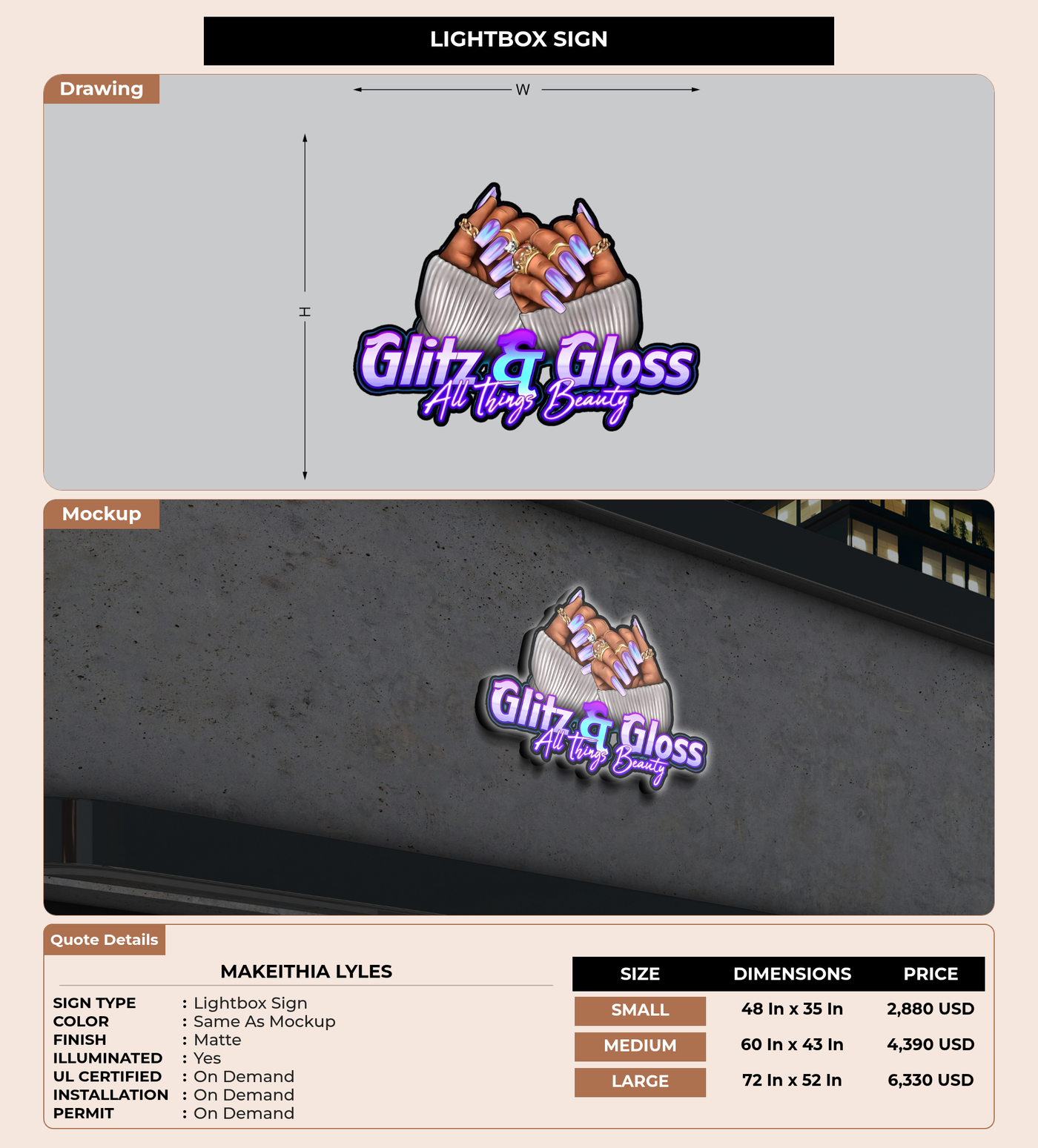 CUSTOM MOCKUP SIGN FOR Makeithia lyles