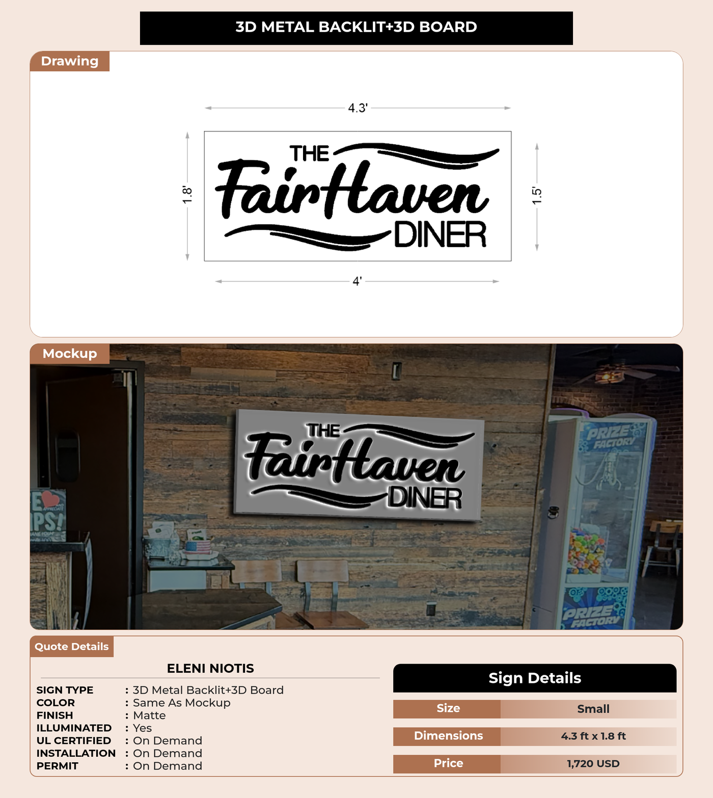 CUSTOM MOCKUP SIGN FOR Eleni Niotis
