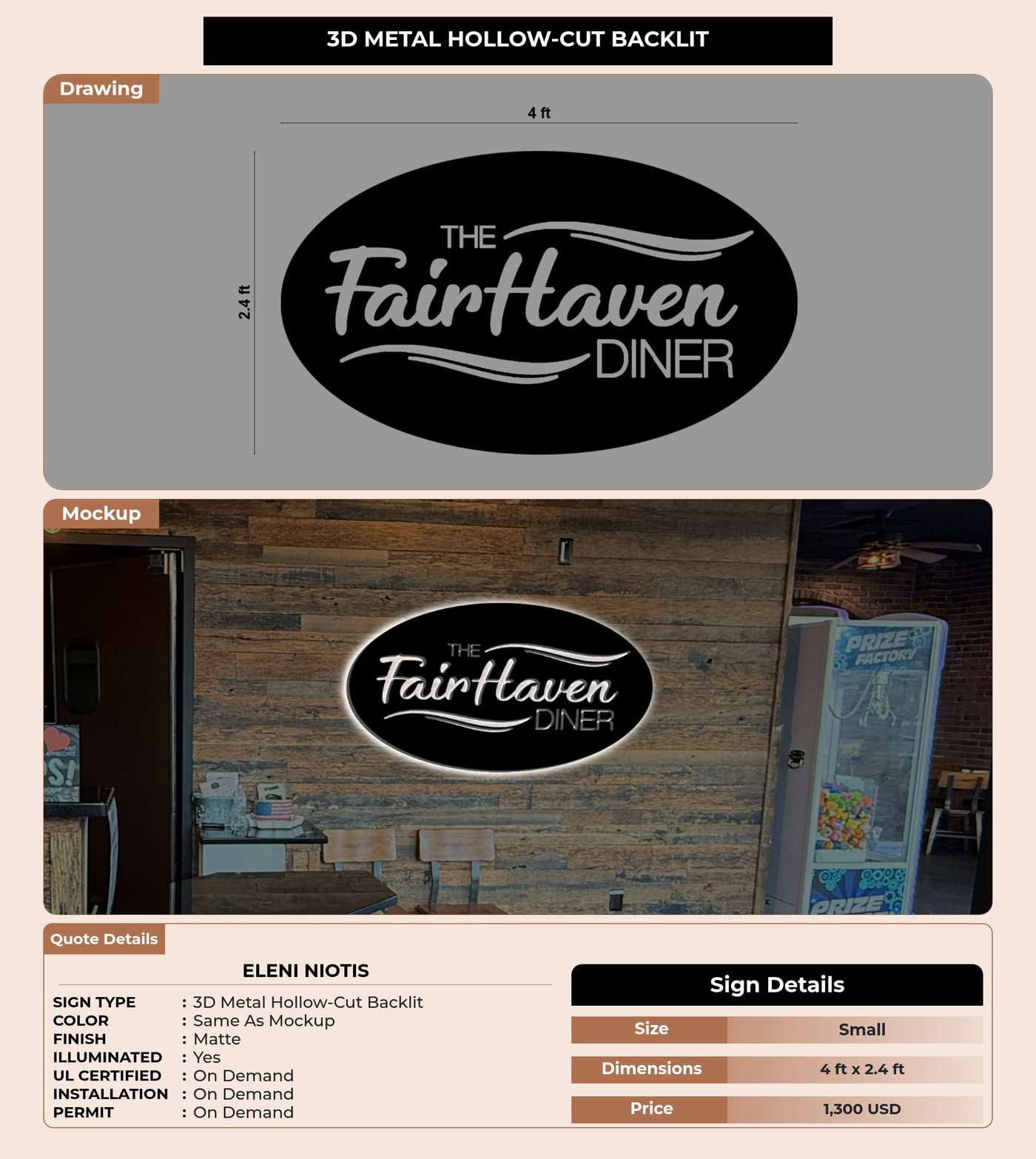 CUSTOM MOCKUP SIGN FOR Eleni Niotis