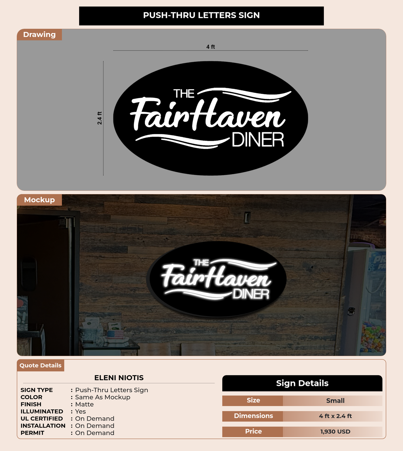 CUSTOM MOCKUP SIGN FOR Eleni Niotis