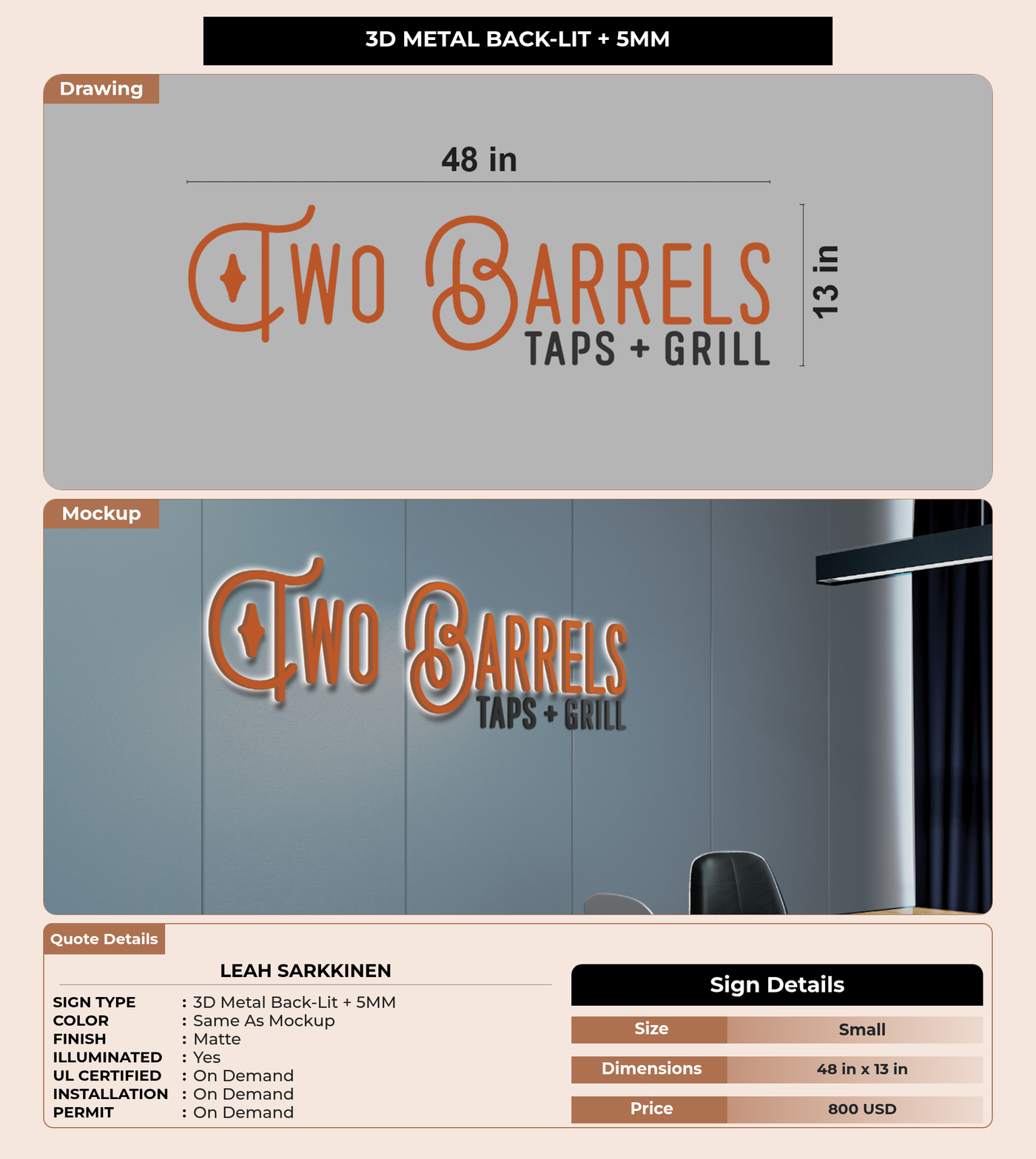 CUSTOM MOCKUP SIGN FOR Leah Sarkkinen