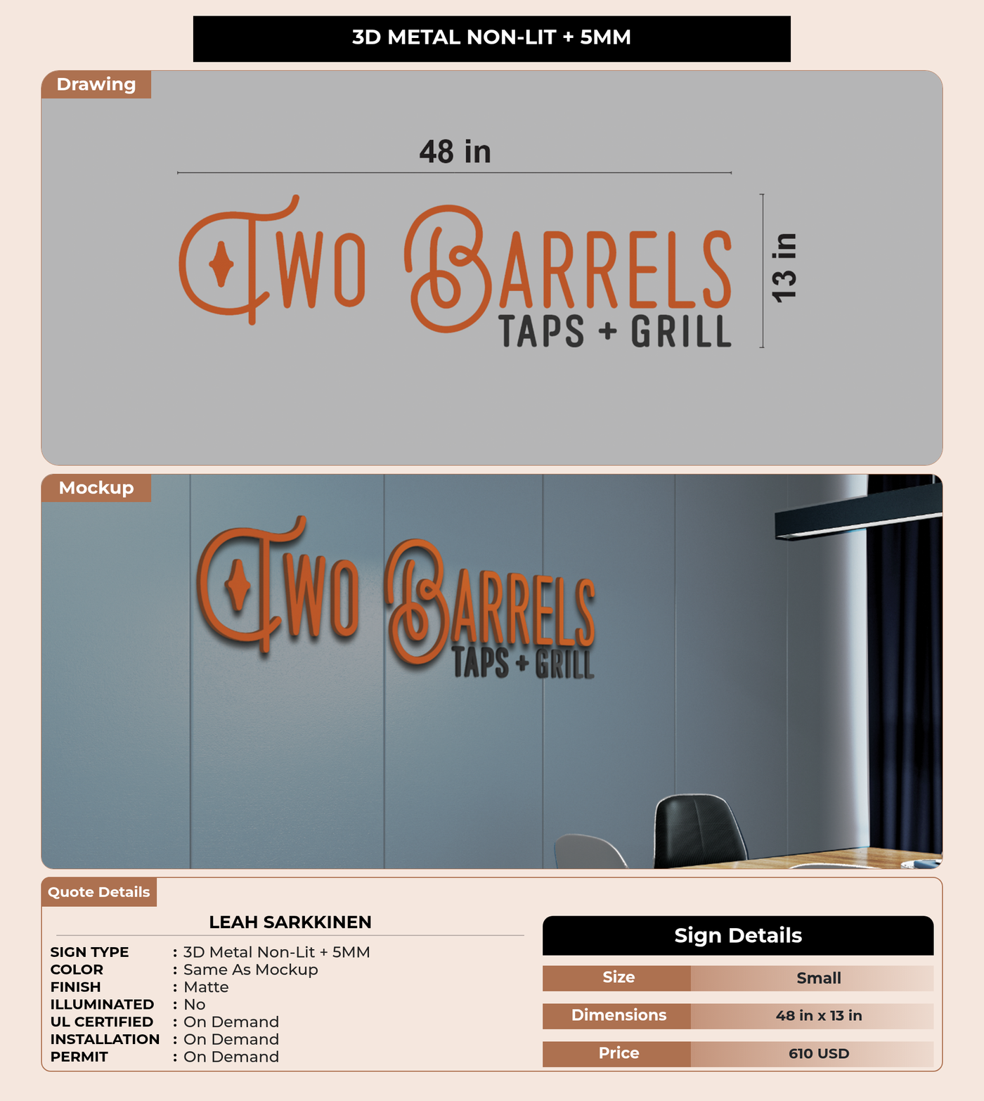 CUSTOM MOCKUP SIGN FOR Leah Sarkkinen