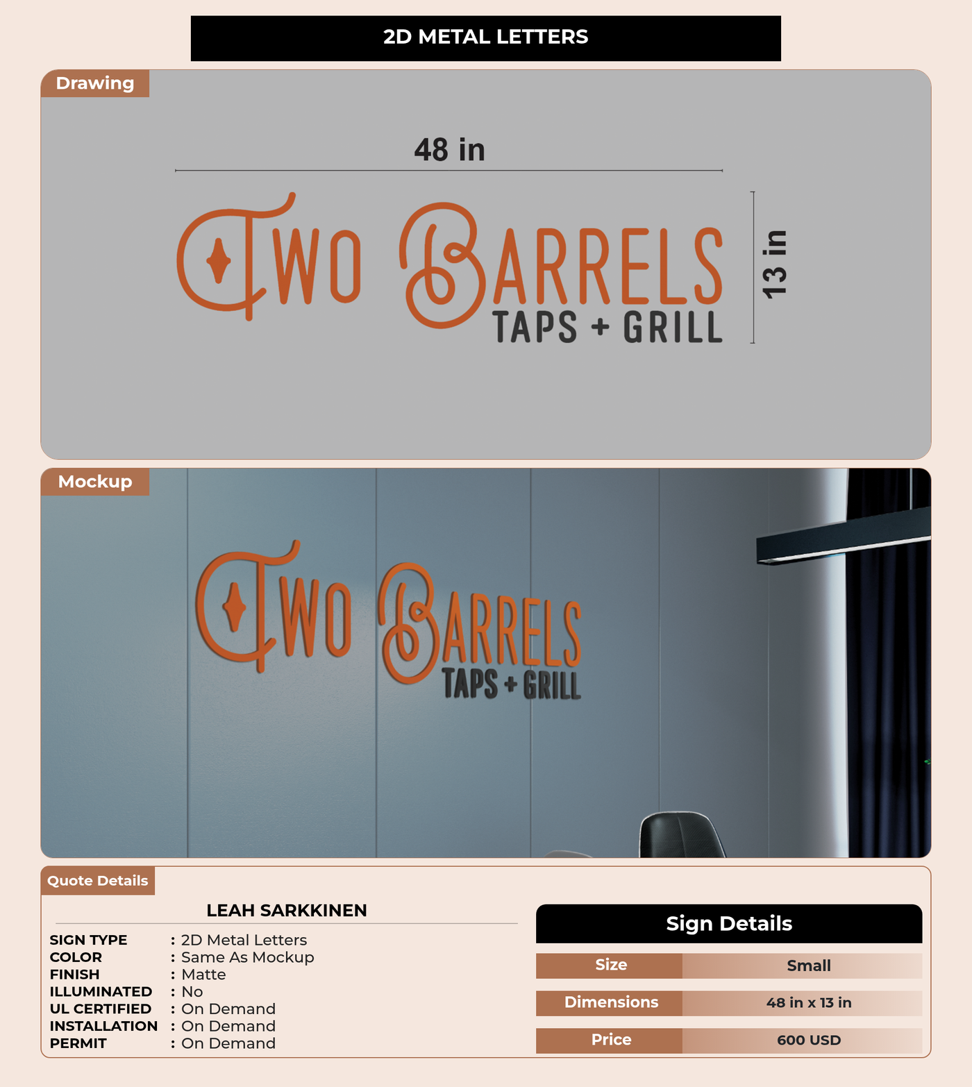 CUSTOM MOCKUP SIGN FOR Leah Sarkkinen