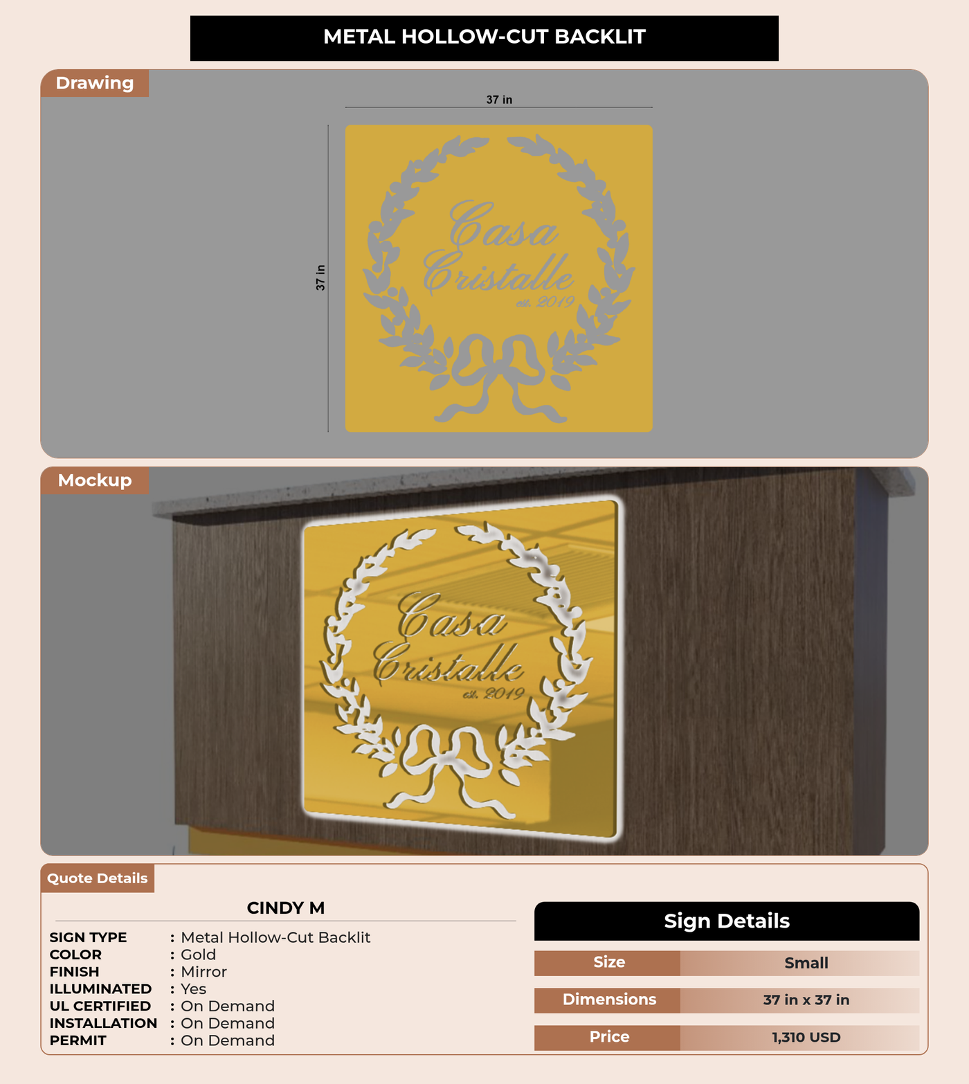 CUSTOM MOCKUP SIGN FOR Cindy M