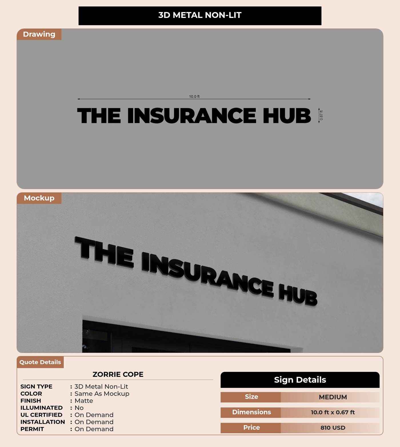 CUSTOM MOCKUP SIGN FOR Zorrie Cope