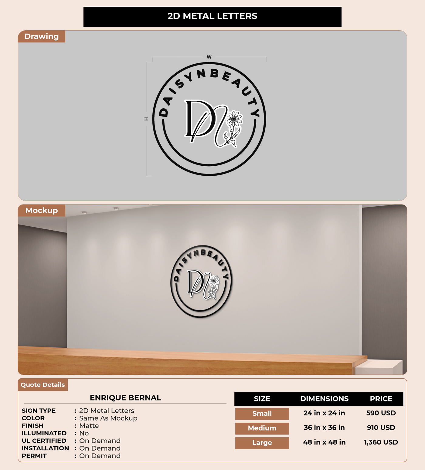 CUSTOM MOCKUP SIGN FOR Enrique Bernal