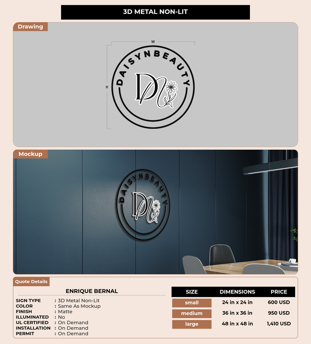 CUSTOM MOCKUP SIGN FOR Enrique Bernal