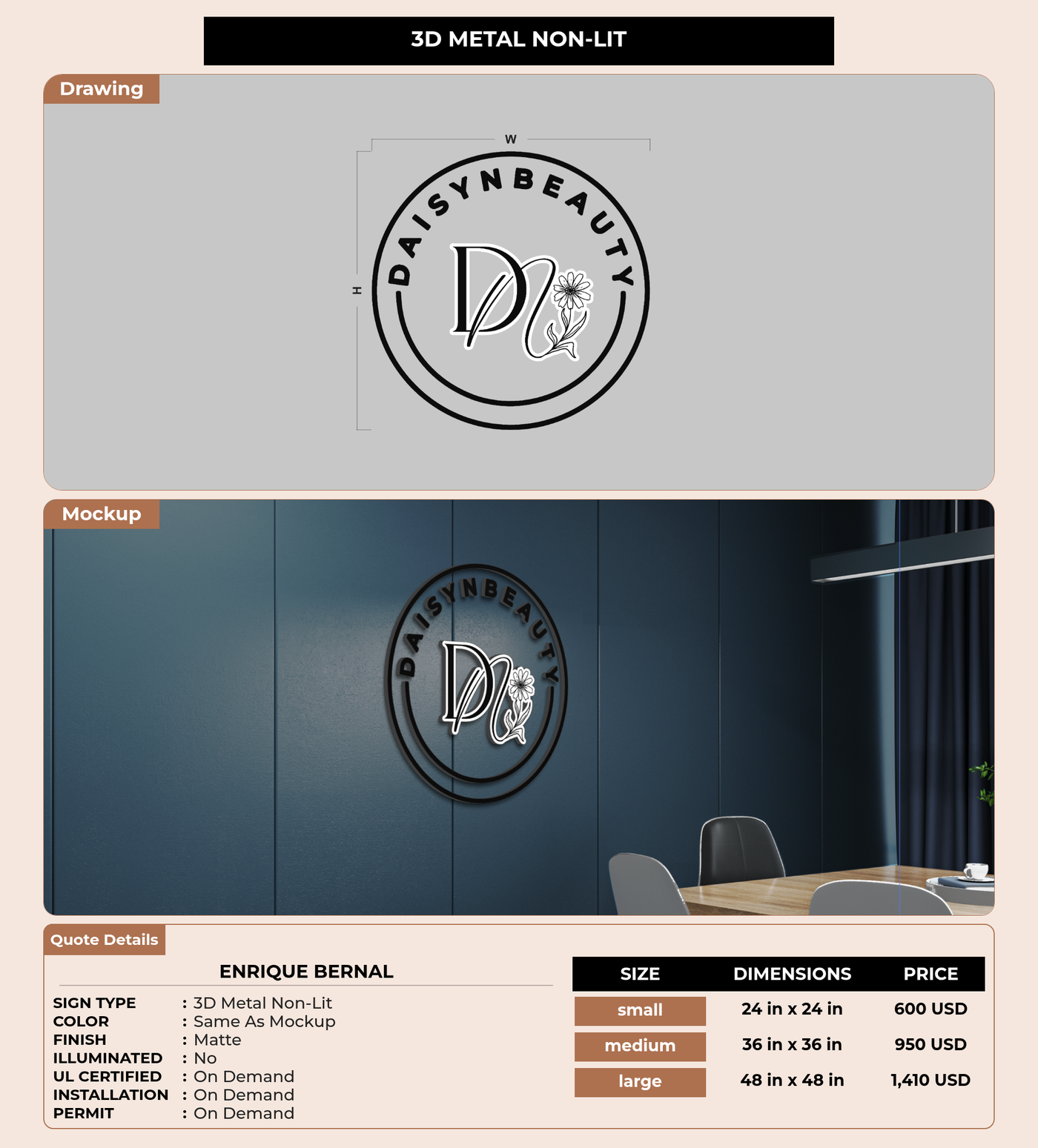 CUSTOM MOCKUP SIGN FOR Enrique Bernal