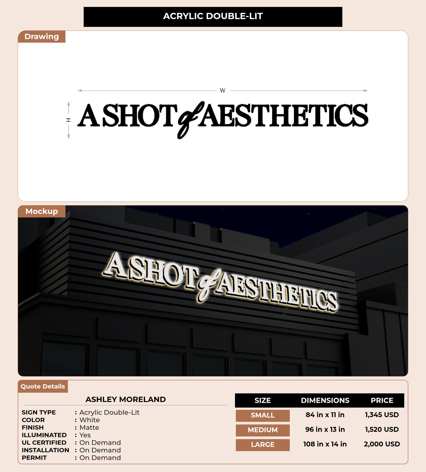CUSTOM MOCKUP SIGN FOR Ashley Moreland