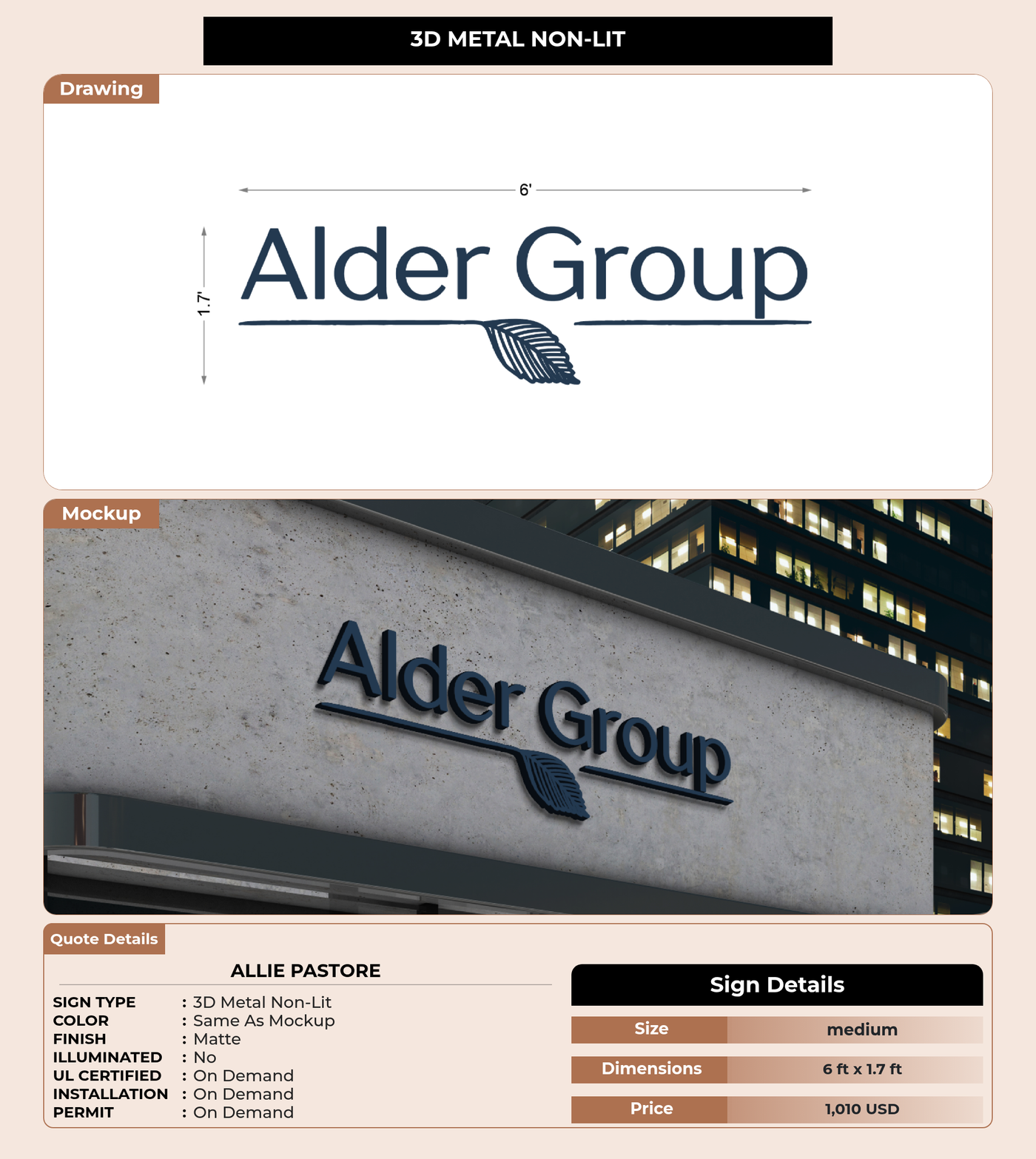 CUSTOM MOCKUP SIGN FOR Allie Pastore