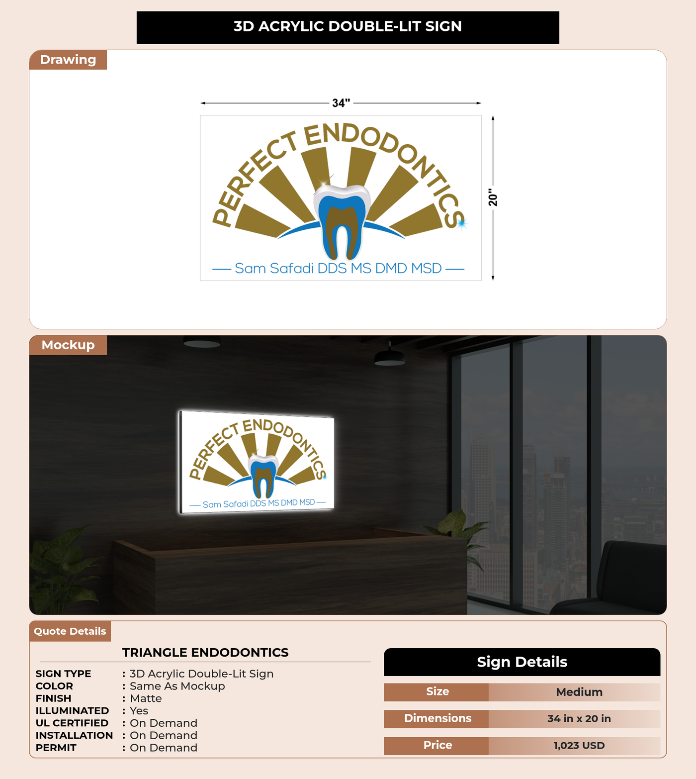 CUSTOM MOCKUP SIGN FOR Triangle Endodontics
