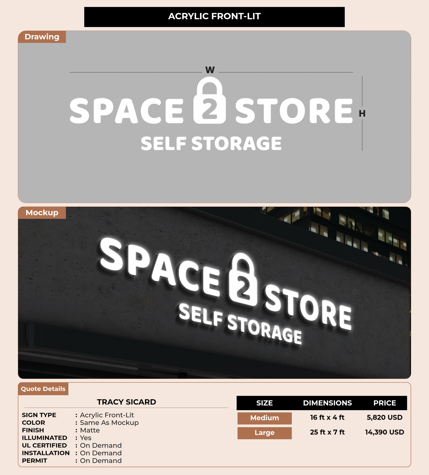 CUSTOM MOCKUP SIGN FOR Tracy Sicard