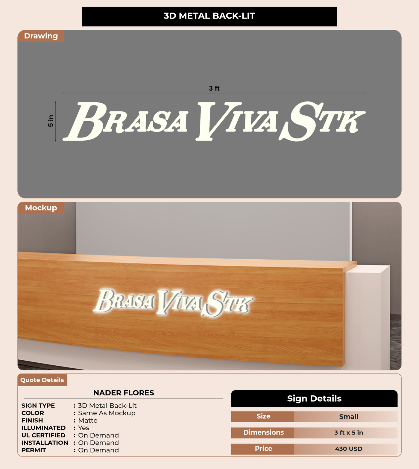 CUSTOM MOCKUP SIGN FOR Nader Flores