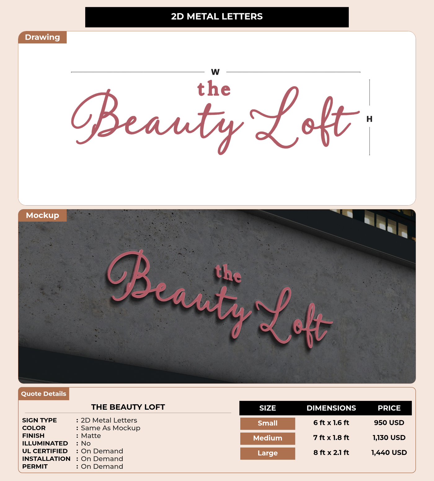 CUSTOM MOCKUP SIGN FOR The Beauty Loft