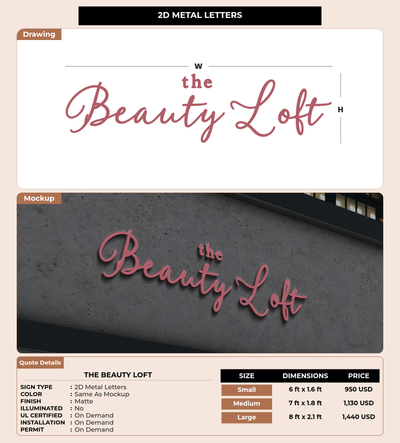 CUSTOM MOCKUP SIGN FOR The Beauty Loft