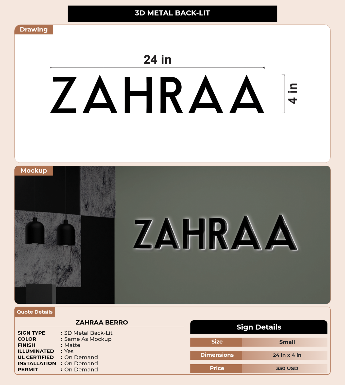 CUSTOM MOCKUP SIGN FOR Zahraa Berro