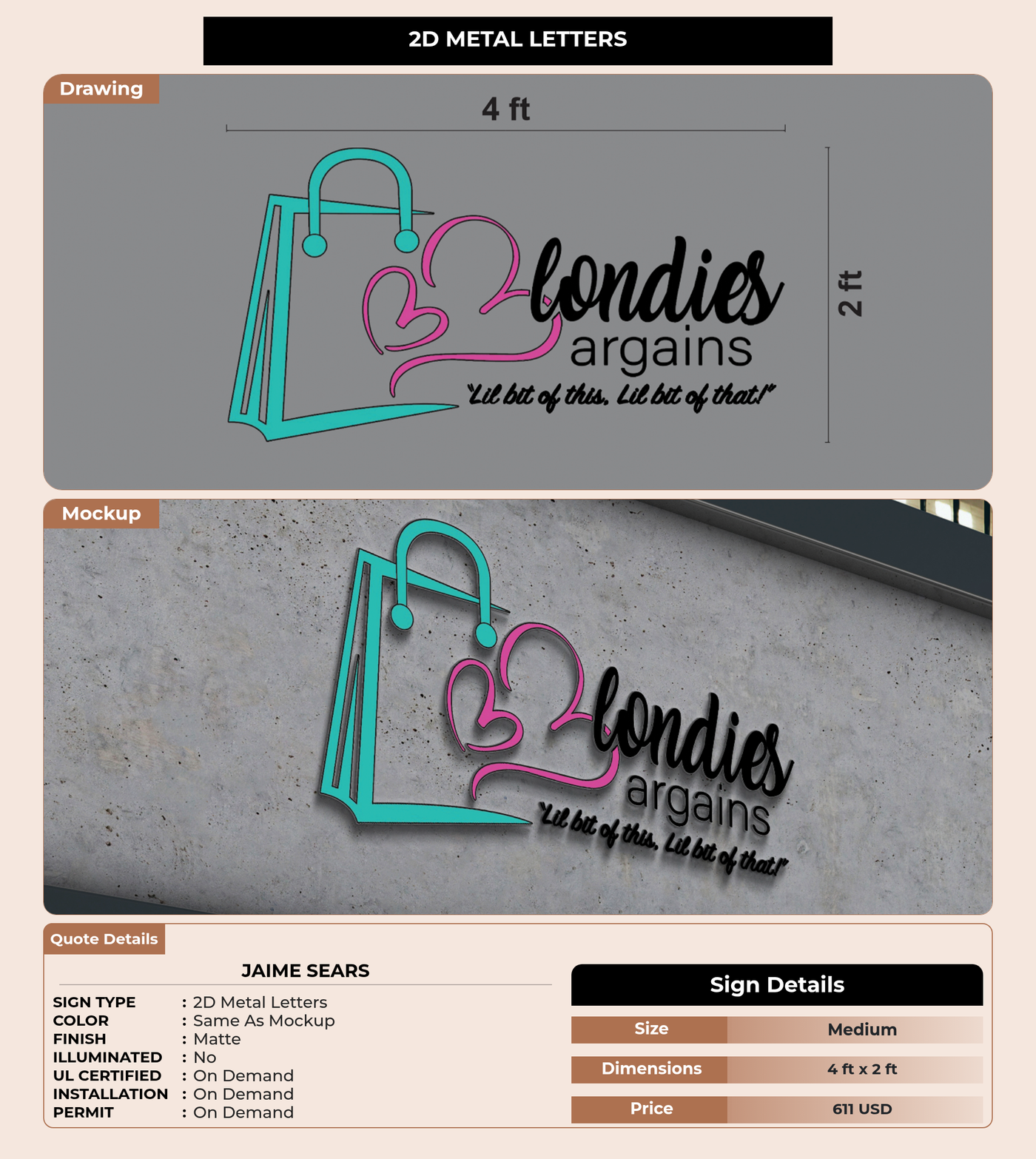 CUSTOM MOCKUP SIGN FOR Jaime Sears