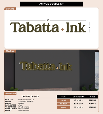 CUSTOM MOCKUP SIGN FOR Tabatta Campos