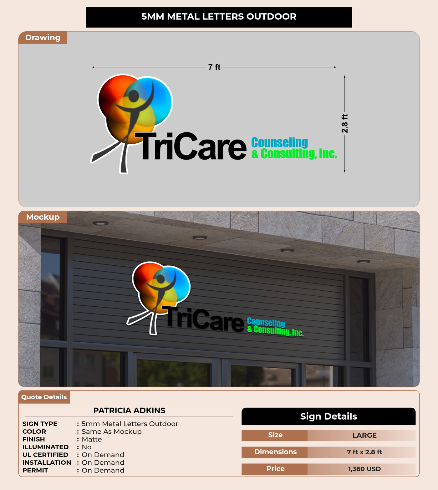 CUSTOM MOCKUP SIGN FOR PATRICIA ADKINS