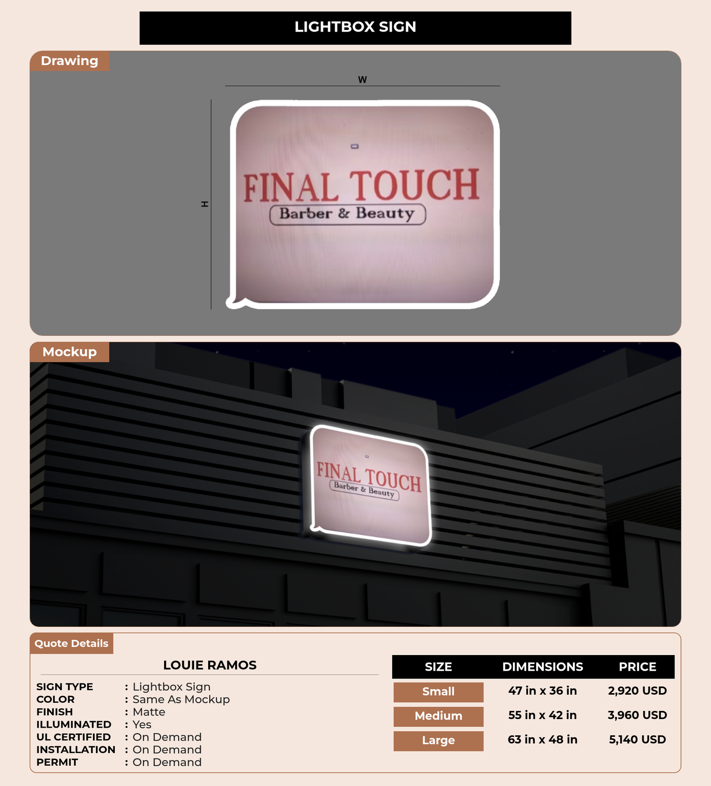 CUSTOM MOCKUP SIGN FOR Louie Ramos