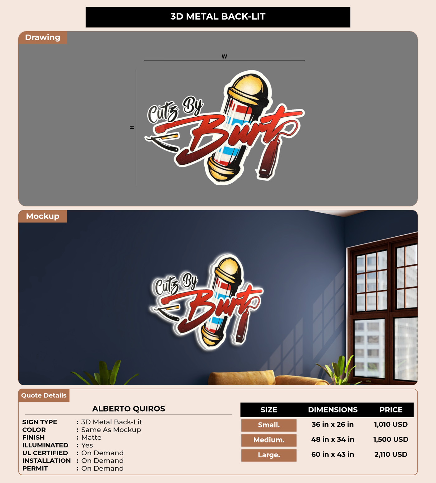 CUSTOM MOCKUP SIGN FOR Alberto Quiros