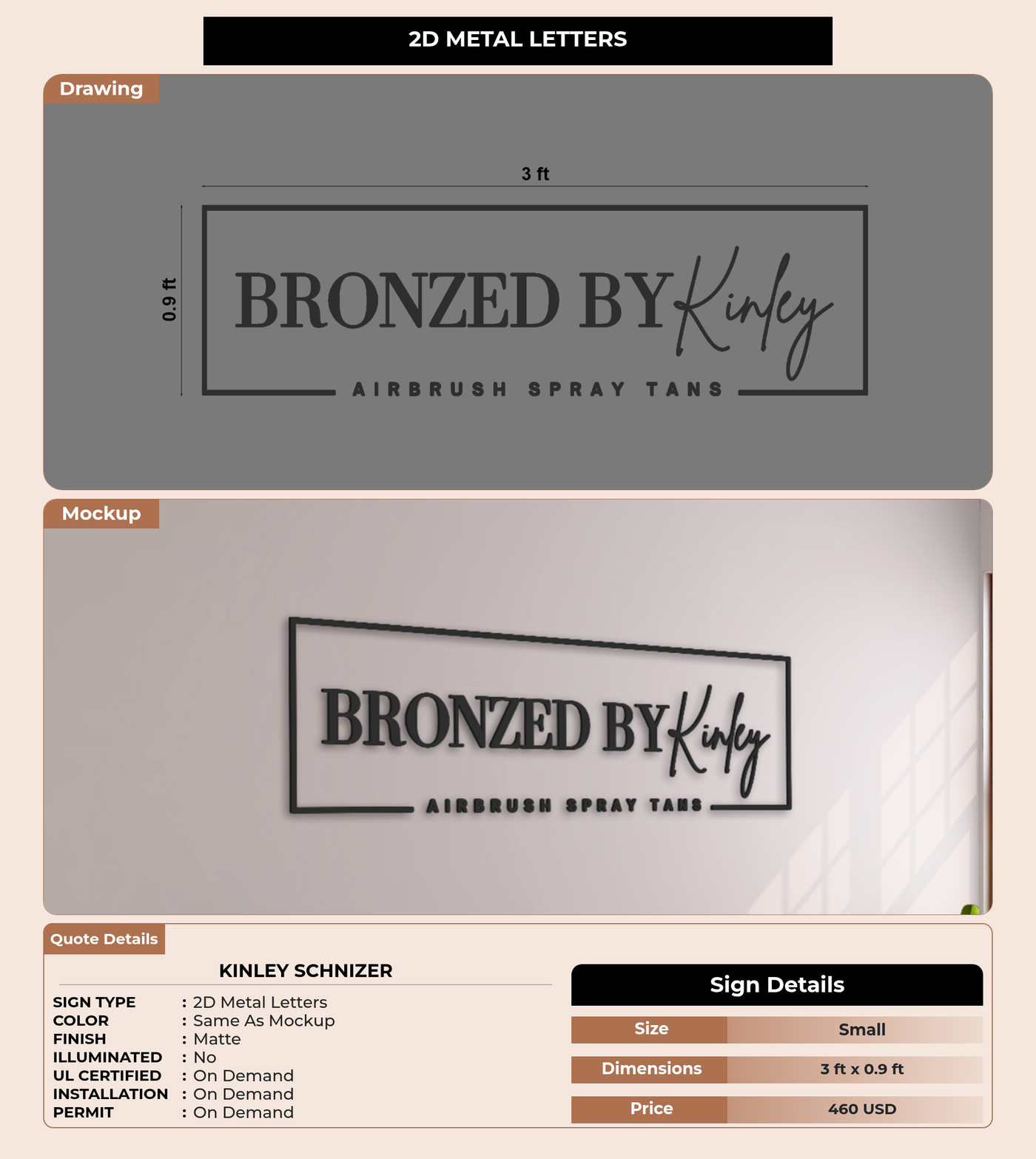 CUSTOM MOCKUP SIGN FOR Kinley  Schnizer