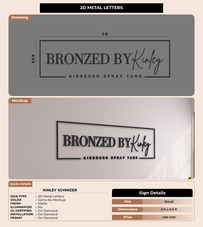CUSTOM MOCKUP SIGN FOR Kinley  Schnizer