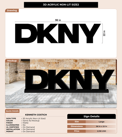 50% deposit CUSTOM MOCKUP SIGN FOR Kenneth Costich