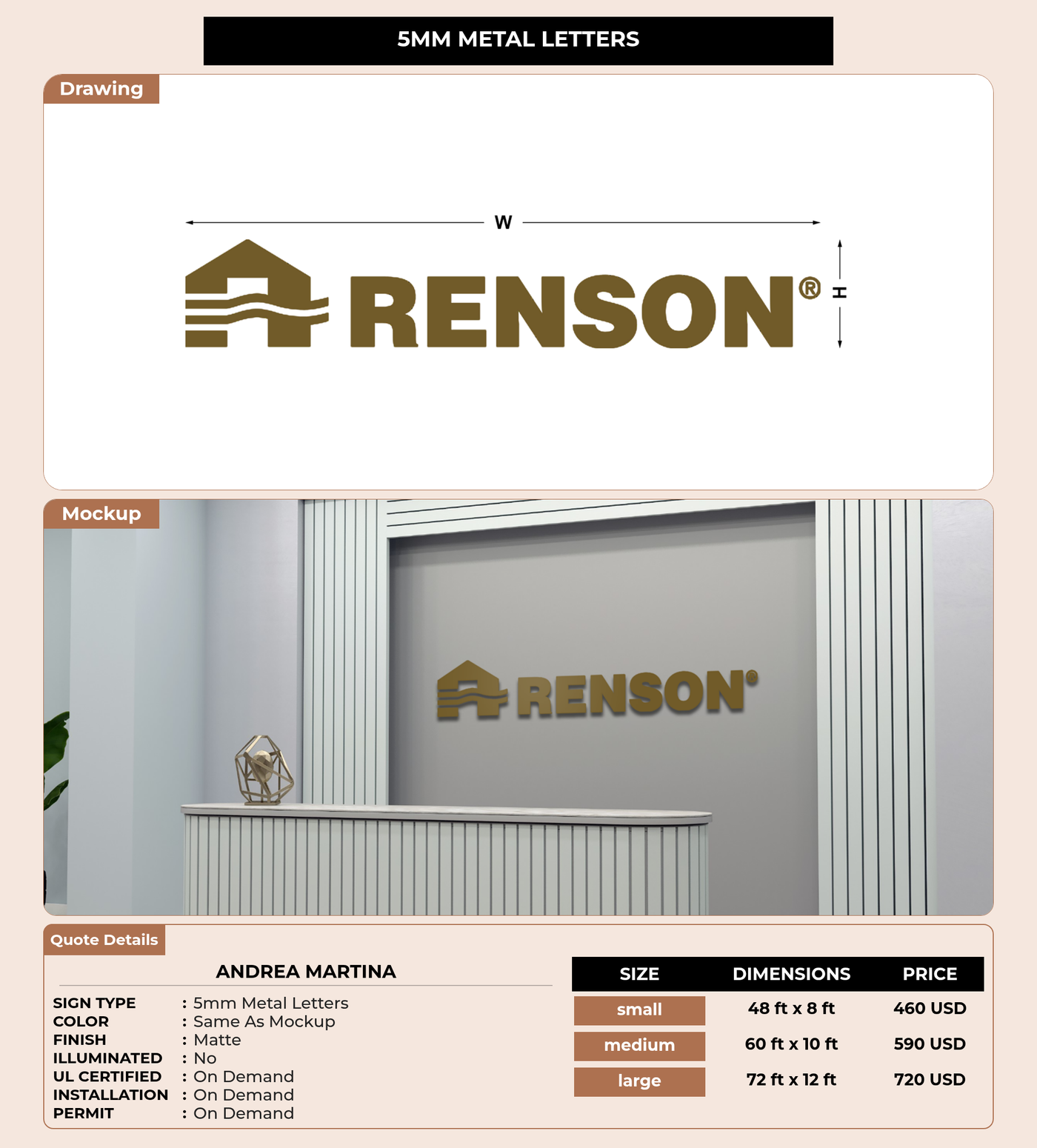 CUSTOM MOCKUP SIGN FOR Andrea Martina