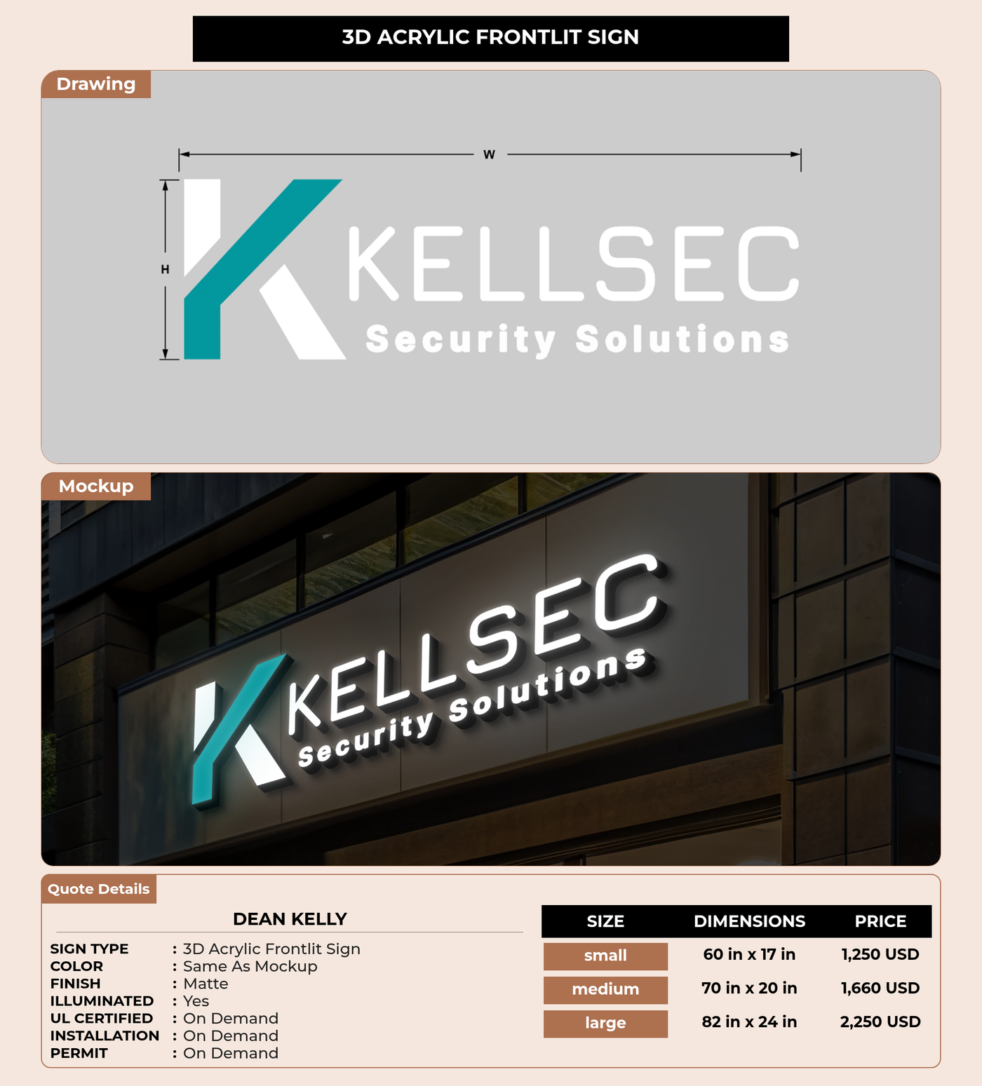 CUSTOM MOCKUP SIGN FOR Dean Kelly