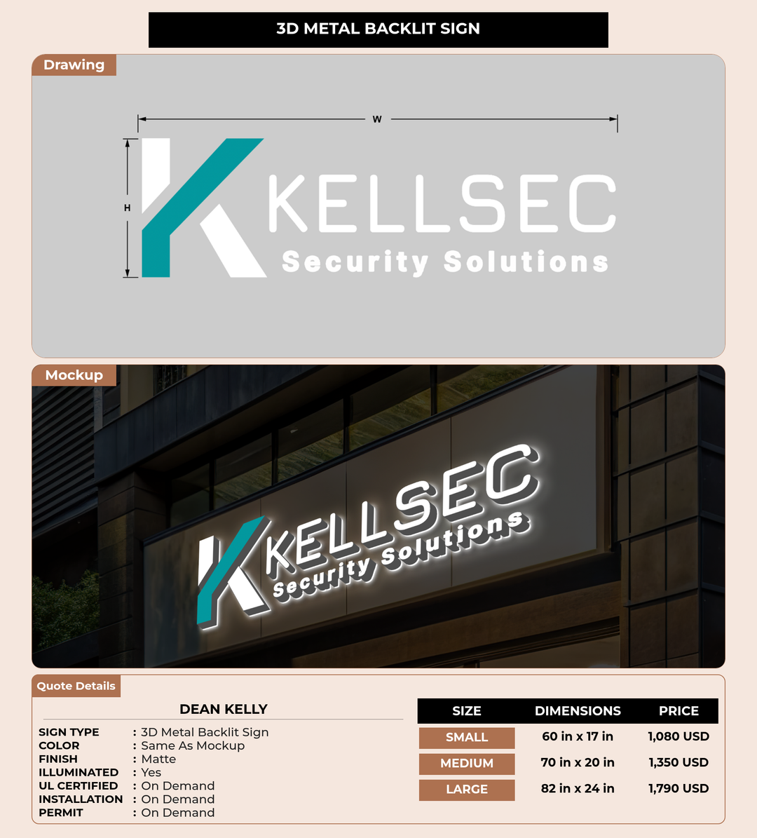 CUSTOM MOCKUP SIGN FOR Dean Kelly