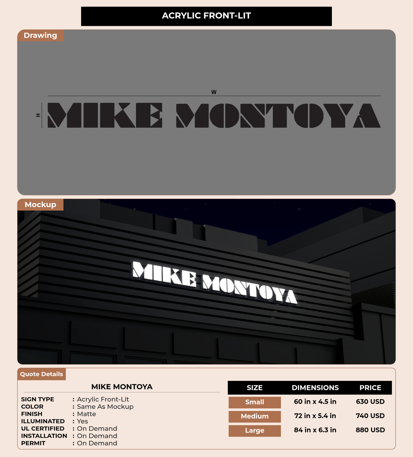 CUSTOM MOCKUP SIGN FOR Mike Montoya
