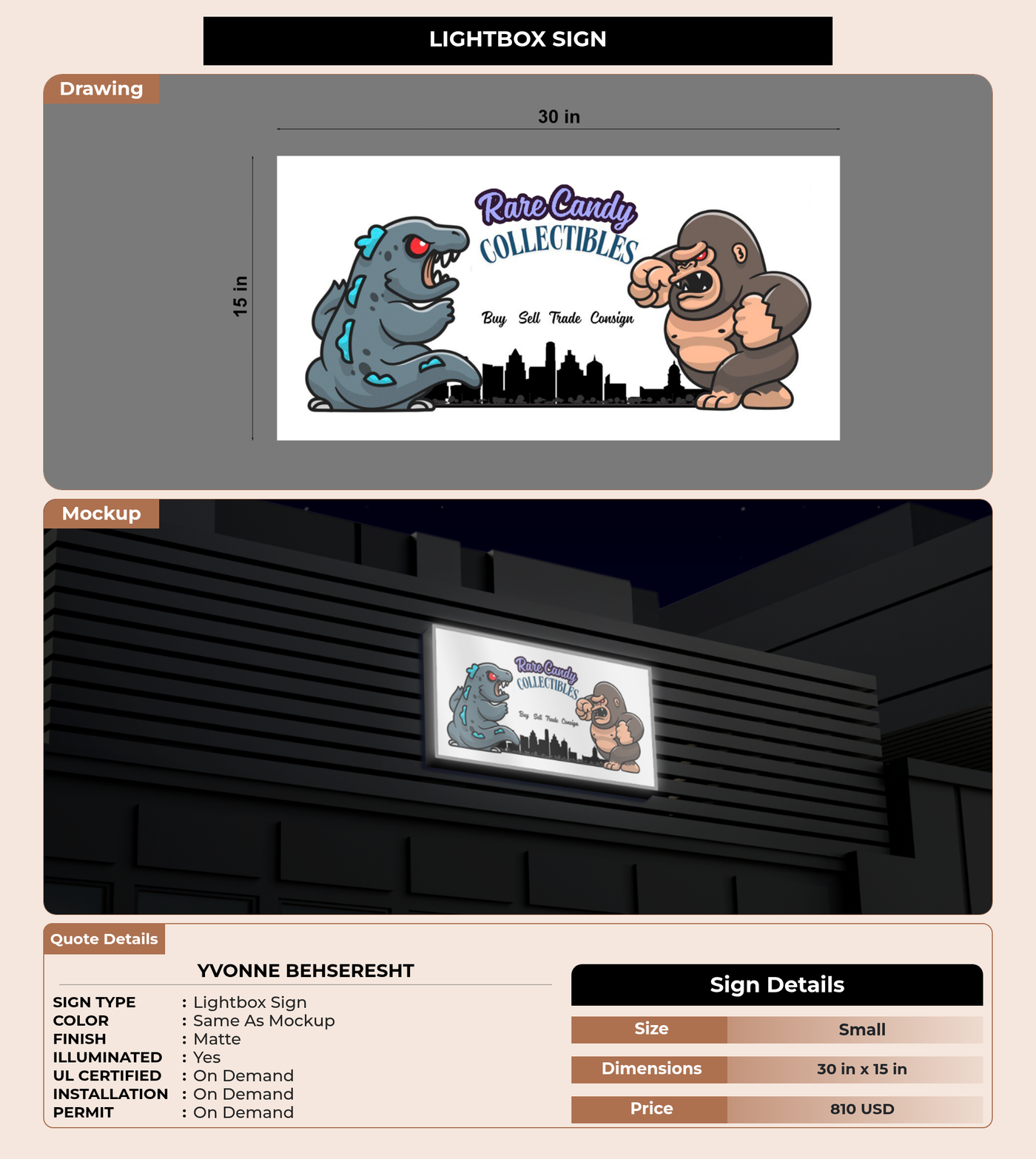 CUSTOM MOCKUP SIGN FOR Yvonne Behseresht