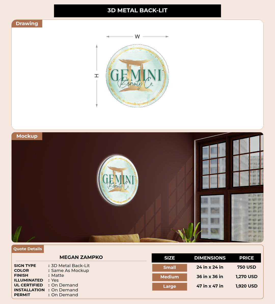 CUSTOM MOCKUP SIGN FOR Megan Zampko