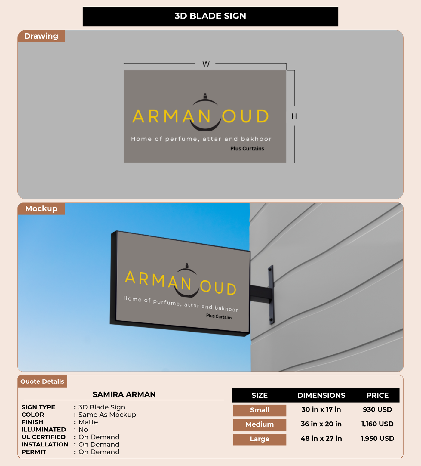 CUSTOM MOCKUP SIGN FOR Samira Arman