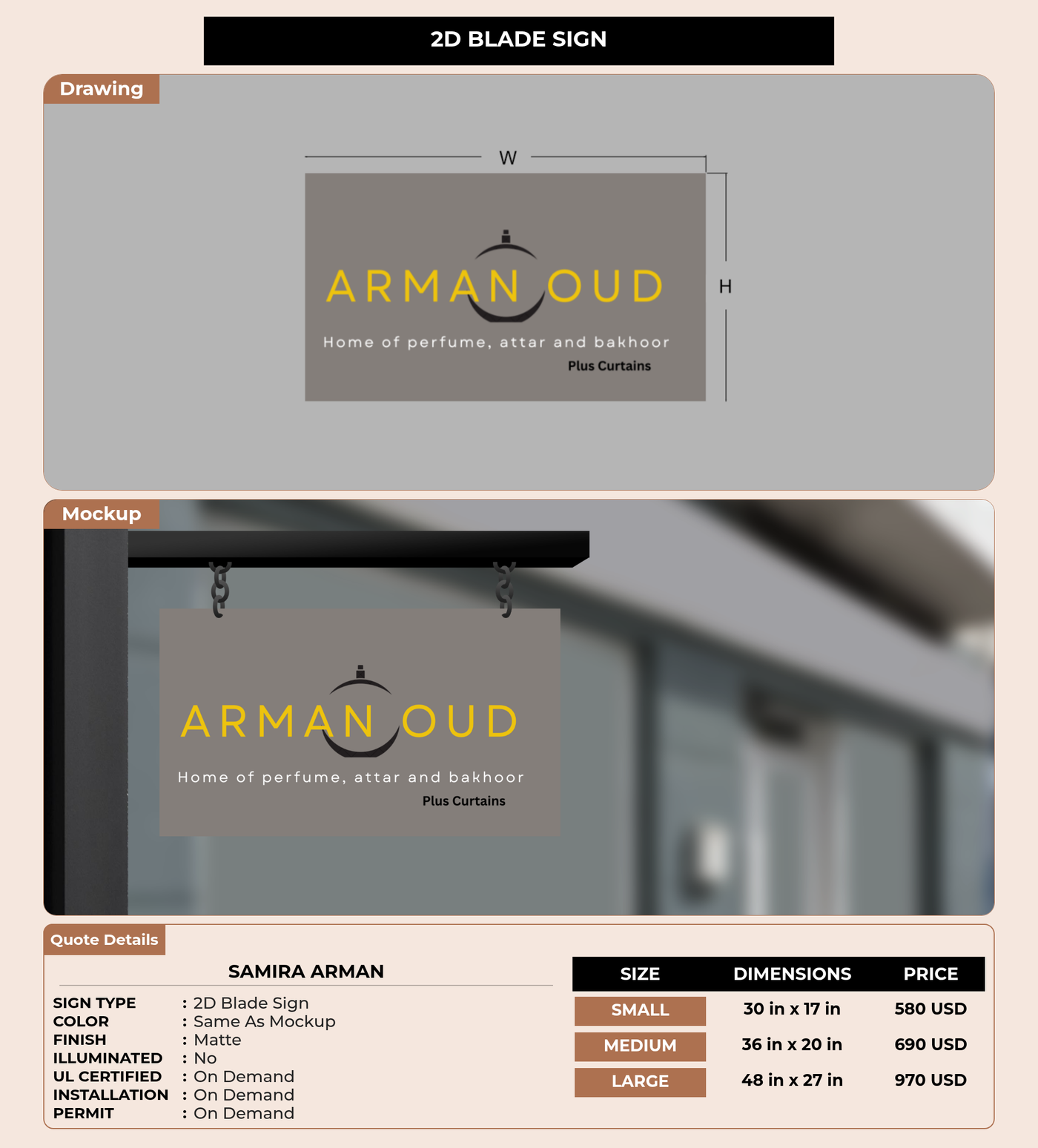 CUSTOM MOCKUP SIGN FOR Samira Arman