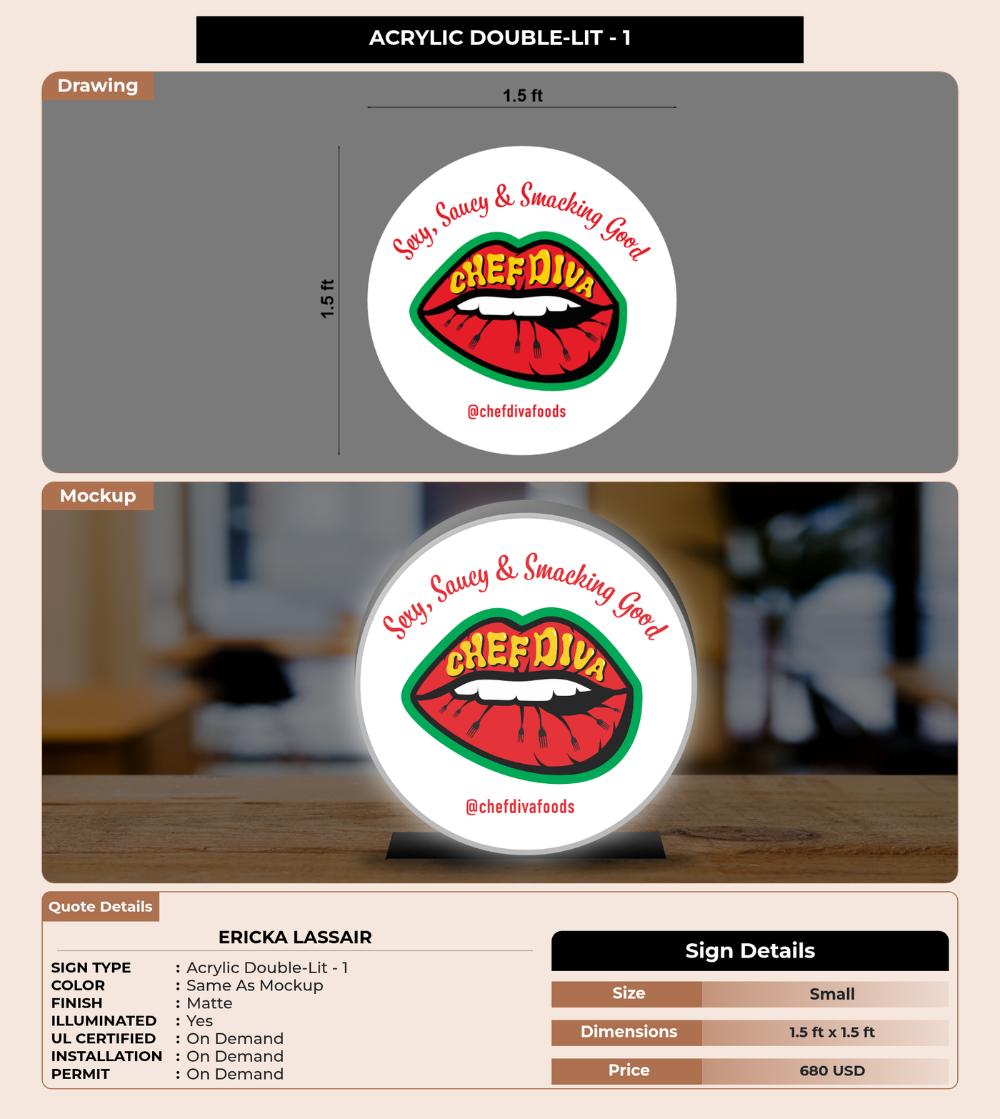 CUSTOM MOCKUP SIGN FOR Ericka Lassair