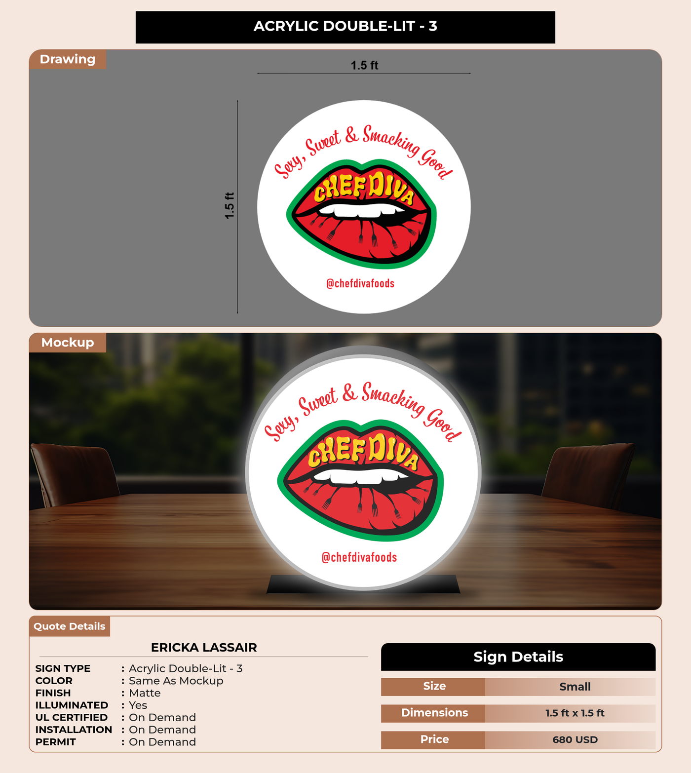 CUSTOM MOCKUP SIGN FOR Ericka Lassair