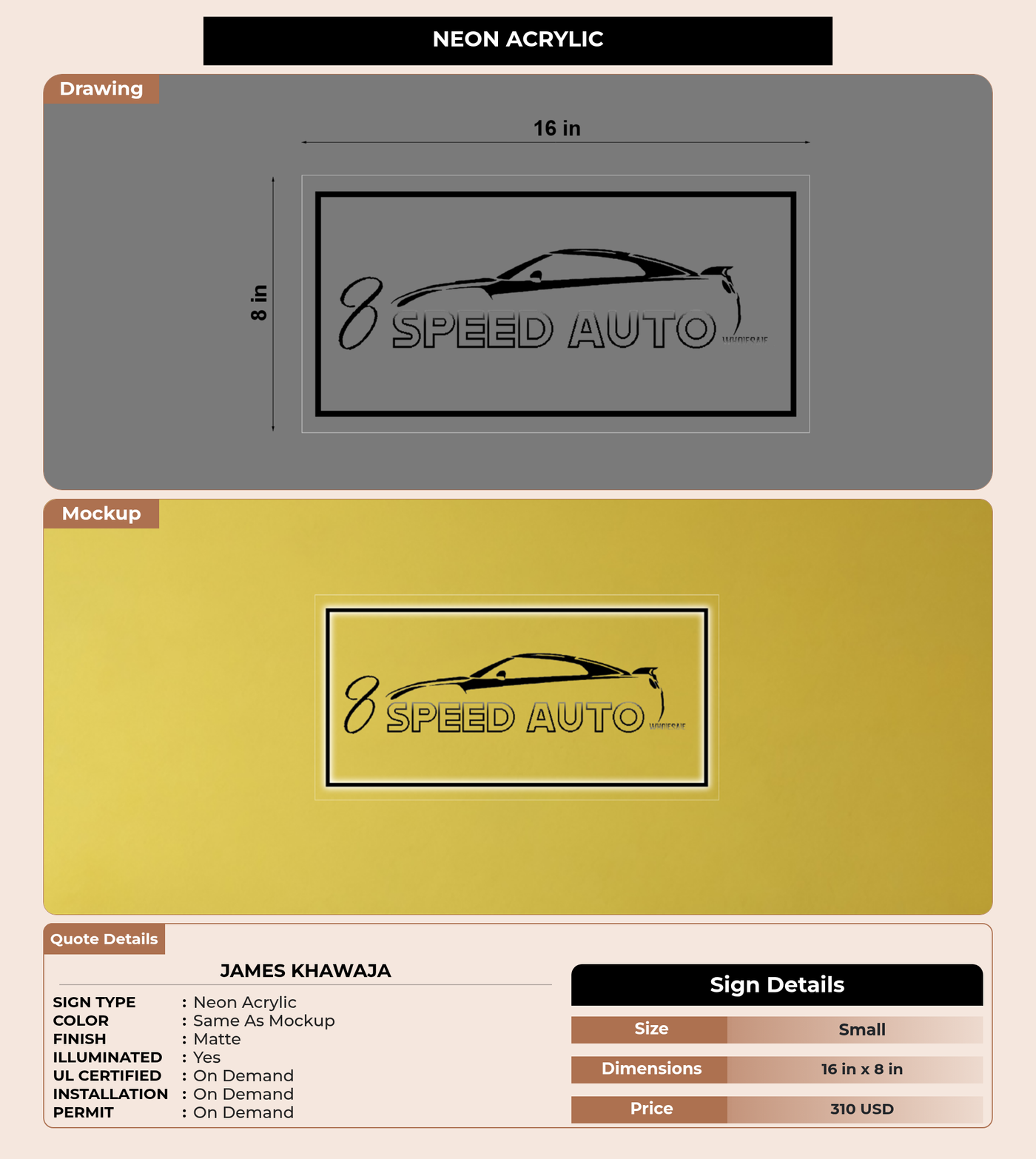 CUSTOM MOCKUP SIGN FOR james khawaja